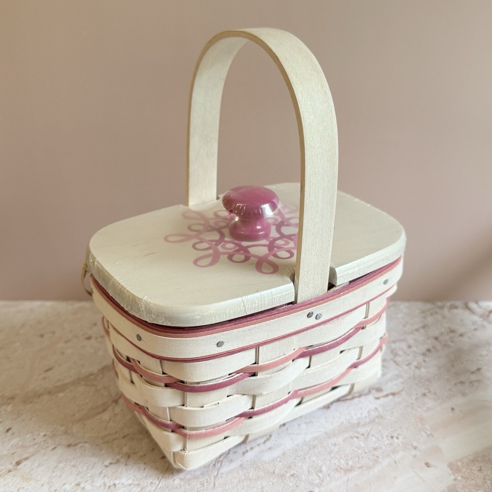 Longaberger 2014 Horizon of Hope Basket Lid Liner Pink White Collectible